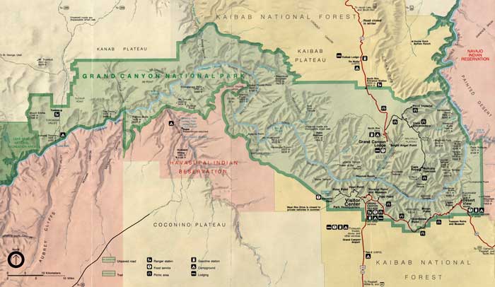 Map of Grand Canyon National Park