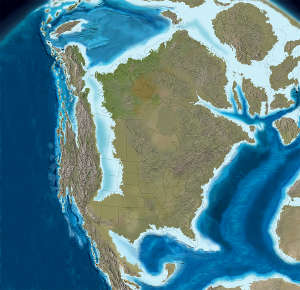 Map of North America 100 million years ago