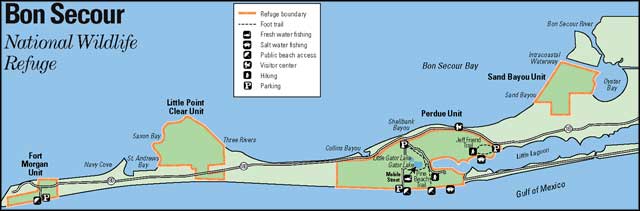 Map of Bon Secour National Wildlife Refuge