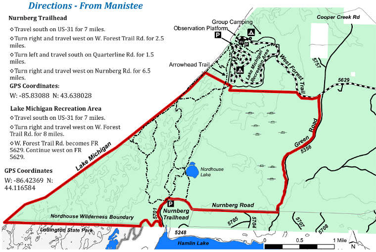 Nordhouse Dunes Camping Map Nordhouse Dunes Wilderness