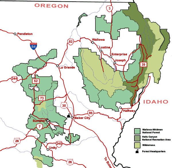 Wallowa Whitman National Forest Map