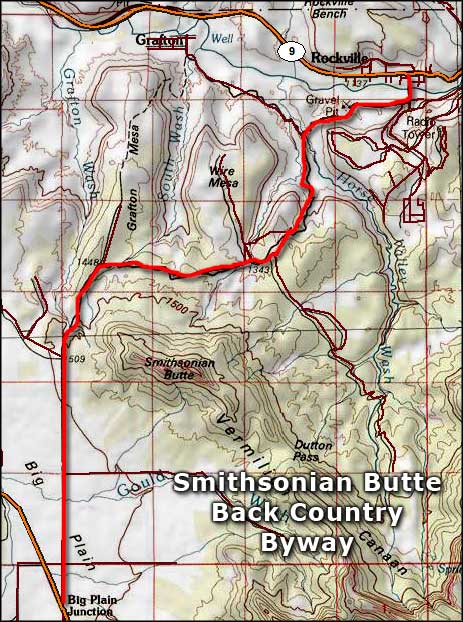 Map of the Smithsonian Butte Backcountry Byway area
