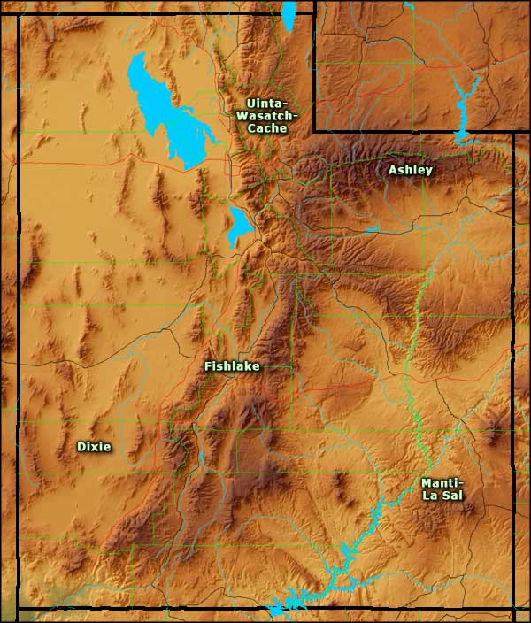 Utah National Forest Map National Forests In Utah